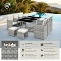 Miniatyrbild 2 av 11: tectake Matgrupp Malaga i konstrotting inkl regnskydd Ljusgrå