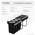Miniatyrbild 6 av 11: tectake Sopsortering Ashlyn, 3-kärl, 30L Svart