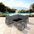 Miniatyrbild 10 av 11: tectake Loungeset Barletta i konstrotting Beige