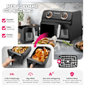 Miniatyrbild 3 av 11: tectake Airfryer Samurai, 2 kokkammare, 7 program, 2400W Svart