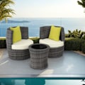 Miniatyrbild 9 av 10: tectake Loungeset i konstrotting Nice 2+1+1 grå