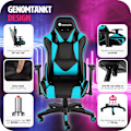 Miniatyrbild 7 av 10: tectake Premium Gamingstol Twink Azurblå