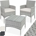 Miniatyrbild 1 av 10: tectake Loungeset Luzern i konstrotting 2+1 inkl överdrag i 2 färger Ljusgrå