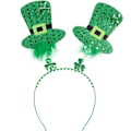 Miniatyrbild 1 av 2: tectake St. Patrick’s Day huvudbonad cylinderhattar med fjädrar Grön