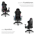 Miniatyrbild 3 av 11: tectake Gamingstol Tartaros, LED, massagefunktion Svart
