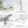 Miniatyrbild 5 av 11: tectake Växthus av aluminium med fundament, 185x250x195cm Transparent
