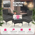 Miniatyrbild 4 av 10: tectake Loungeset Luzern i konstrotting 2+1 inkl överdrag i 2 färger grå
