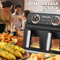 Miniatyrbild 8 av 11: tectake Airfryer Samurai, 2 kokkammare, 7 program, 2400W Svart