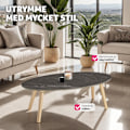 Miniatyrbild 4 av 9: tectake Ovalt Soffbord Acerra, marmorlook 100x50x34,5 cm Natur