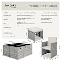 Miniatyrbild 6 av 11: tectake Matgrupp Malaga i konstrotting inkl regnskydd Ljusgrå