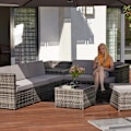 Miniatyrbild 10 av 11: tectake Loungeset Verona i konstrotting grå