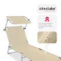 Miniatyrbild 5 av 11: tectake Solsäng med soltak Beige