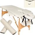 Miniatyrbild 1 av 10: tectake Set 2-zons Massagebänk Freddi med 5 cm stoppning och träram inklusive massagerullar Beige