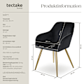 Miniatyrbild 6 av 11: tectake Karmstol Marilyn i guld -  per styck Guld