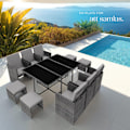 Miniatyrbild 8 av 11: tectake Matgrupp Malaga i konstrotting inkl regnskydd grå