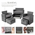 Miniatyrbild 3 av 11: tectake Loungegrupp i konstrotting Modena inkl. skyddsöverdrag grå