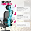 Miniatyrbild 4 av 11: tectake Skrivbordsstol Arges, ergonomisk med justerbart nackstöd Svart