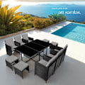 Miniatyrbild 8 av 11: tectake Matgrupp Malaga i konstrotting inkl regnskydd grå