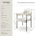 Miniatyrbild 6 av 10: tectake Fåtölj Doé, stoppad, stålben -  Uppsättning av 2 Vävt tyg benvitt/svart