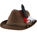 Miniatyrbild 1 av 3: tectake Brun traditionell bayersk hatt med fjäder Brun