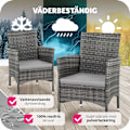 Miniatyrbild 7 av 9: tectake 2 trädgårdsstolar i rotting Royan Ljusgrå