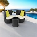 Miniatyrbild 10 av 10: tectake Loungeset i konstrotting Nice 2+1+1 Svart
