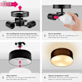 Miniatyrbild 4 av 11: tectake Taklampa Circum, plafond i linne Svart