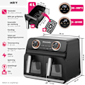Miniatyrbild 6 av 11: tectake Airfryer Samurai, 2 kokkammare, 7 program, 2400W Svart