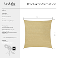 Miniatyrbild 6 av 10: tectake Solsegel i polyeten kvadratiskt, beige - 360 x 360 cm Beige