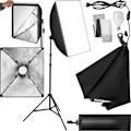 Miniatyrbild 1 av 9: tectake Studiolampa med softbox, stativ och väska Svart