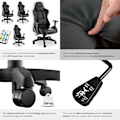 Miniatyrbild 4 av 11: tectake Gamingstol Tartaros, LED, massagefunktion Svart