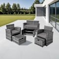 Miniatyrbild 11 av 11: tectake Loungegrupp i konstrotting Modena inkl. skyddsöverdrag grå