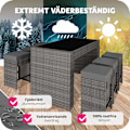 Miniatyrbild 8 av 11: tectake Barset Ibiza i konstrotting inkl. överskyddsdrag grå
