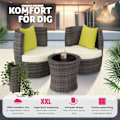 Miniatyrbild 4 av 10: tectake Loungeset i konstrotting Nice 2+1+1 grå