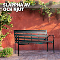 Miniatyrbild 7 av 9: tectake Trädgårdsbänk Pino 3-sits 126x62x81,5cm Svart
