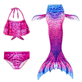 Miniatyrbillede 1 af 5: 3-delt sæt piger havfrue hale bikini badetøj sæt STYLE 7 STYLE 7 140cm