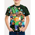 Miniatyrbild 1 av 2: Minecraft T-shirt för pojkar och flickor, sött mönster, tecknat tryck, rund hals, rolig kortärmad topp, vardaglig vår sommar barn F 110cm