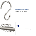Miniatyrbillede 4 af 5: Bruseforhængskroge Ringe, S-formede brusekroge i rustfrit stål Rustfri, Metal-bruseforhængsophæng til badeforhæng, køkken, garderobe & Ga