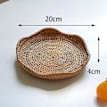 Miniatyrbillede 3 af 5: Håndvævet Rattan Frugtbakke Opbevaringsbrødkurv Serveringsbakke Hjemmedekoration Madserveringstallerken 2 stk.