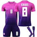 Miniatyrbillede 1 af 2: UEFA Euro 2024 Tyskland Udebanenationalhold Børnefodboldtrøje Med Strømper NR. 8 KROOS NO.8 KROOS S