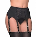 Pikkukuva 1 / 3: Naisten seksikäs henkselit Retro Vintage tyyli 6 hihnaa Garter Belt Alusvaatteet Garter Belt Tw 2024 Uusi XXL XXL BLACK