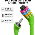Miniatyrbillede 3 af 8: Cykellås, 4-cifret kode cykellås, 65cm bærbar tyverisikret cykelkode lås, nulstillelige kombinationer 4 cifre koder lås(Grøn) Green