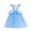 Miniatyrbilde 5 av 5: Askepott-kostyme for barn, bursdagsfest, ballkjole, prinsesseskjørt med blå blonder, linse, Halloween-forestillingsklær A01 9-10T(Size 150 )