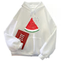 Miniatyrbild 1 av 3: Hoodies för män och kvinnor, långärmade avslappnade kläder med Palestina vattenmelon grafisk tryck white S