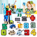 Miniatyrbild 2 av 5: Montering Byggklossar Pedagogisk Montering Actionfigur Transformation Nummer Robot Deformation Robot Leksak För Barn 10 st Fjärrkontroll R