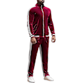 Miniatyrbillede 1 af 5: Velour Træningsdragt i Velour: Jogging Træningssæt til Mænd, 2 Dele, Sæt med Lynlås Sweatshirts Jakke Bukser med Lommer Red Large
