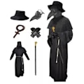 Miniatyrbillede 1 af 2: Halloween voksen tøj pestlæge kostume steampunk maske fuglenæb performance