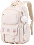 Girls' Backpack, Kids' Backpack with Anti-Theft Back Pocket, Lightweight School Backpack, Elementary School Bag Beige Beige Beige S