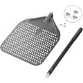Miniatyrbilde 4 av 5: 14\" perforert pizzabrett, lang stang hardanodisert aluminium pizzabrett, super stor svingbar pizzabrett, profesjonell pizzapadle, total størrelse 34.8\"