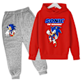 Miniatyrbild 1 av 2: 2-delad barnkläder Sonic tecknad design tryck plus sammet tröja pojkar och barn Harajuku H 140CM